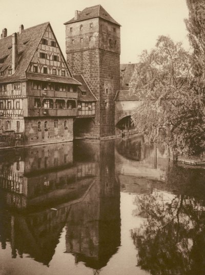 Nürnberg, Der Henkersteg; Nürnberg, "Henkersteg" (s/b fotoğraf) by Kurt Hielscher