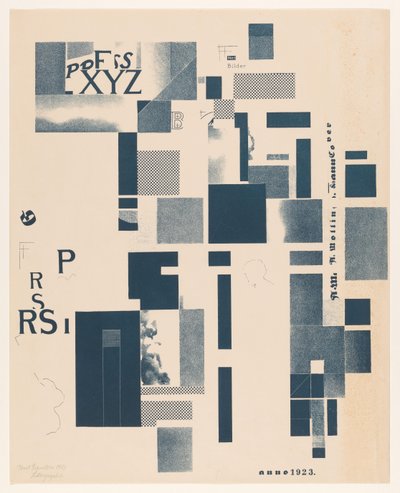 Tipografik öğelerle kompozisyon by Kurt Schwitters (signed by artist)