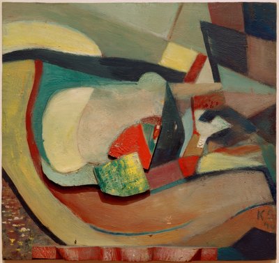 Kırmızı ayaklı rölyef by Kurt Schwitters