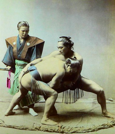 Sumo güreşçileri, 1880 dolayları (fotoğraf) by Kusakabe (attr. to) Kimbei