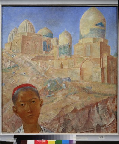 Şah I Zinda nekropolü. Semerkant (Özbekistan). Kuzma Sergeyevich Petrov Vodkin (Petrov-Vodkin) (Kouzma Petrov Vodkin) (Petrov-Vodkin) (1878-1939) tarafından tablo, tuval üzerine yağlı boya by Kuzma Sergeevich Petrov Vodkin