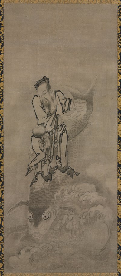 Taoist Ölümsüzler ile Hotei: Ölümsüz Binme Sazan by Kyūseki Tomonobu
