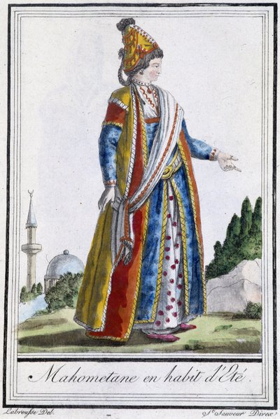 Yazlık elbiseli Mahometane - J. Grasset St Sauveur tarafından “” Seyahat Ansiklopedisi”nde, ed. Deroy, Paris by L.F. Labrousse