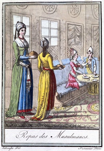 Müslüman Yemeği - J. Grasset St Sauveur tarafından “” Seyahat Ansiklopedisi”nde, ed. Deroy, Paris by L.F. Labrousse