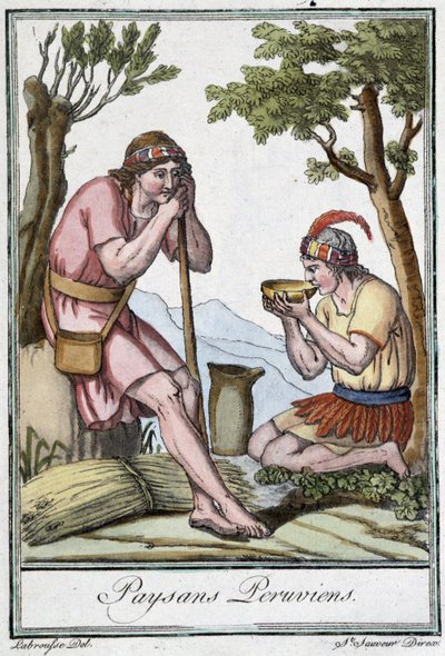 Perulu Köylüler - J. Grasset St Sauveur tarafından “” Seyahat Ansiklopedisi”nde, ed. Paris by L.F. Labrousse