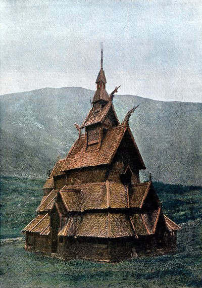 Borgund çıta kilisesi, Sogn og Fjordane, Norveç, c1890 by L Boulanger