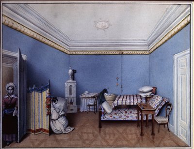 ""Yatak odasında"" L. Hern tarafından suluboya (19. yüzyıl) 1835 A. Puşkin Anıt Müzesi, Saint Petersburg by L. Hern