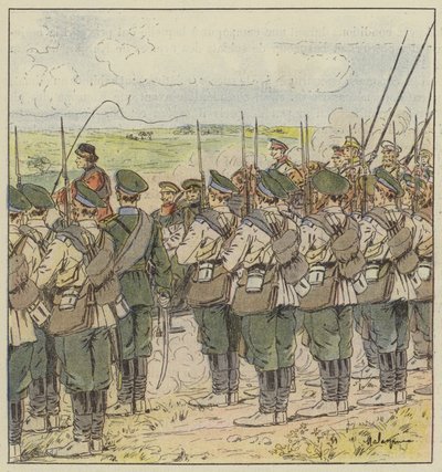 Rus birlikleri, bir generalin geçişine saygı gösteriyor by L. Malespine