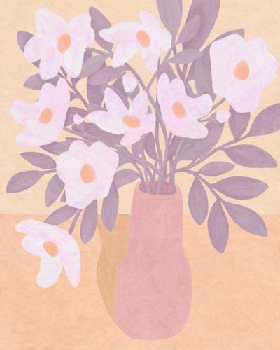 Pembe Vazoda Çiçekler, 2023 (dijital) by Lady Ann de Borja