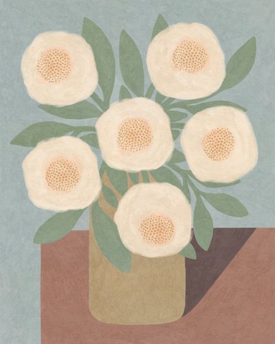 Sarı Vazoda Beyaz Çiçekler, 2023 (dijital) by Lady Ann de Borja