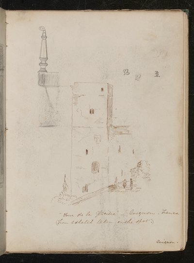Bir masa ayağı çalışması, mimari çalışma, ?Tour de la glacine - avignon - Fransa by Lady Butler