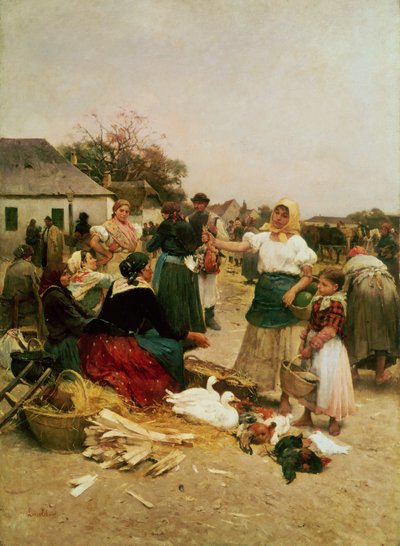 Tavuk Pazarı, 1885 by Lajos Deak Ebner