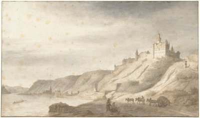Ren Nehri üzerindeki St. Goar yakınlarındaki Rheinfels Kalesi by Lambert Doomer