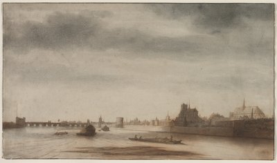 Orléans'ın Loire'dan görünümü, c. 1670. by Lambert Doomer
