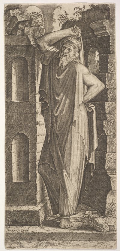 St. Philip, sol eli kalçasında, sağ eli de kalçasında duruyor..., 1545. by Lambert Suavius