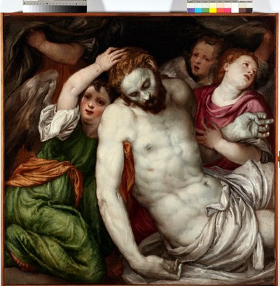 Pieta et anges (Meleklerle Pieta) Tablo Lambert Sustris (1515-1584) 16. yüzyıl Güneş 83x84 cm Musei di Strada Nuova Genes by Lambert Sustris