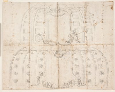 Frederiksborg Kalesi, Seyirci Salonu. Kubbe için iki farklı tavan süsleme taslağı by Lambert van Haven
