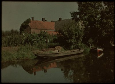 Blikkenburgervaart, Zeist, tekneler ve çiftlik (ve muhtemelen Willem Emelaar Sr) ile by Lambertus Hendrik van Berk