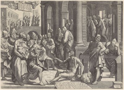 Peter ve John, Tapınağın Kapısında Sakatları İyileştiriyor Peter ve John tapınak kapısında bir sakatı iyileştiriyor by Lambertus Suavius