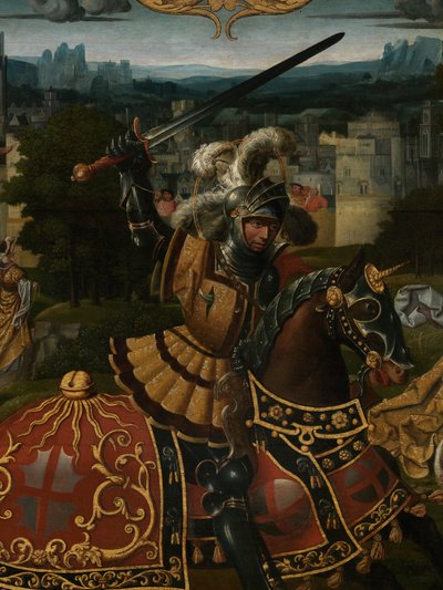 Aziz George Efsanesi Detayı (panel üzeri yağlı boya) by Lancelot (school of) Blondeel