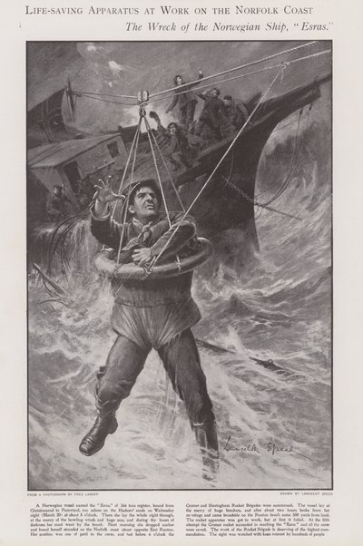 Norfolk sahilinde (lito) iş başında hayat kurtaran aparat by Lancelot Speed