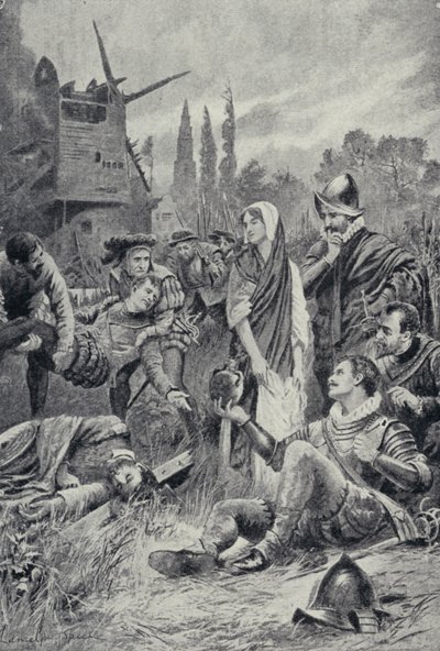 Sir Philip Sidney Zutphen savaşında (lito) by Lancelot Speed