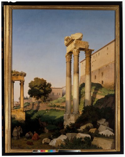 Vespasianus ve Satürn tapınaklarının bulunduğu Roma Forumu'nun görünümü by Lancelot Théodore Turpin de Crissé de Crissé