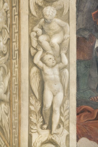 Putti, pencerelerin etrafındaki süslemeler (fresk) by Lattanzio Gambara
