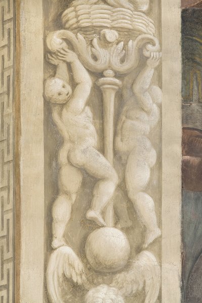 Putti, pencerelerin etrafındaki süslemeler (fresk) by Lattanzio Gambara