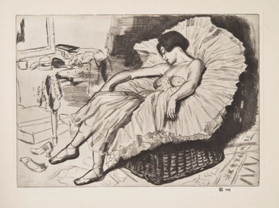 Dansçı Uyuyan, bar. 1925. by Laura Knight