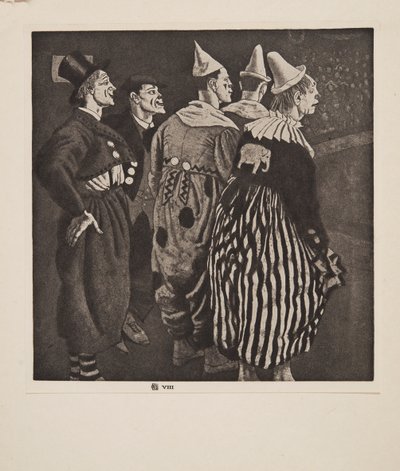Beş Palyaço, bar. 1926. by Laura Knight