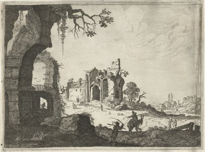 Bir manzarada iki kalıntı Antik Roma binalarının olduğu manzaralar (dizi başlığı) by Laurens Barata