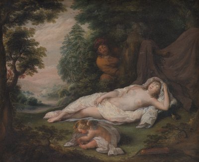 Bir adam tarafından izlenen uyuyan perisi by Laurentius de Neter