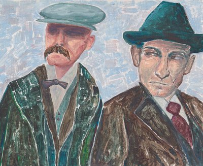 Sacco  Vanzetti, c.2019 (tuval panosu üzerine akrilik) by Laurie Michaels