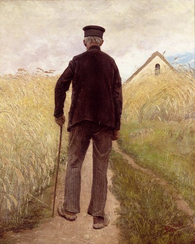 Çavdar tarlasında yürüyen yaşlı adam by Laurits Andersen Ring