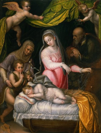 Vaftizci Yahya ve Aziz Elizabeth ile Kutsal Aile, 1591. by Lavinia Fontana