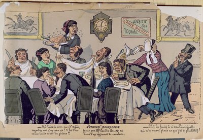 Orta Sınıf Pansiyon, karikatür, 1881 (renkli gravür) by Lavrate
