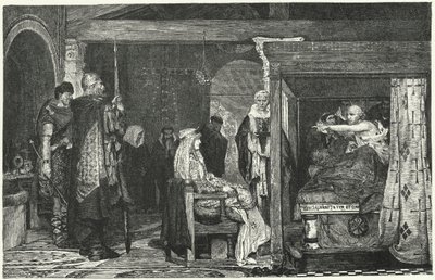 Kraliçe Fredegund, Piskopos Praetextatus'un ölüm döşeğinde, 586 by Lawrence Alma Tadema