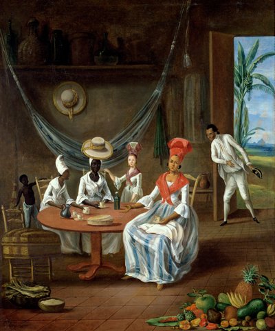 Beyaz Kızı ile Melez Bir Kadın Siyahi Kadınlar Tarafından Martinik'teki Evlerinde Ziyaret Edildi, 1775 by Le Masurier