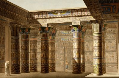 Büyük Philae Tapınağı portikosu, Nubia, c.1809-1812 (renkli gravür) by Le Pere (after)