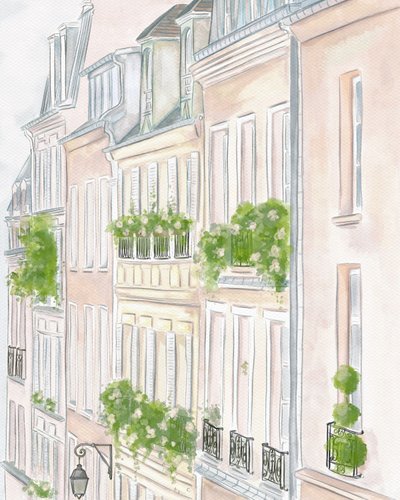 Paris Binaları, 2023 civarı (suluboya) by Leah Straatsma