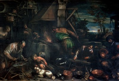 The Forge of Vulcan (tuval üzerine yağlı boya) by Leandro da Ponte Bassano