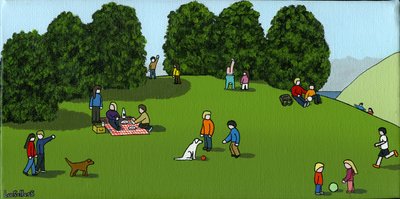 Tepede Piknik, 2015 (Tuval Üzerine Akrilik ve Mürekkep) by Lee Sellers