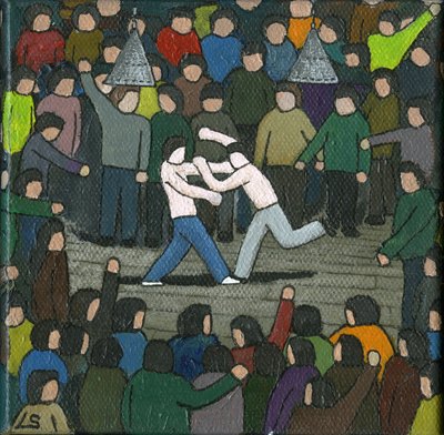 The Fight, 2015 (Tuval Üzerine Akrilik ve Mürekkep) by Lee Sellers