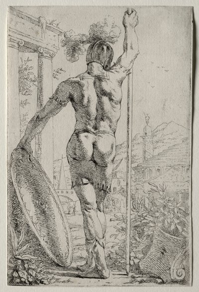 Ayakta Duran Bir Asker, Arkadan Göründü. by Leendert van der Cooghen