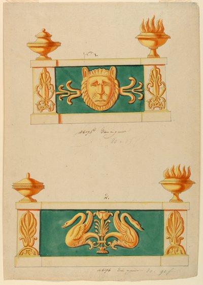İki andiron için tasarım by Lefebure Manufactory