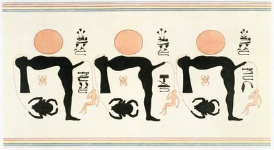 Edmonde Francois Jomard'ın 'Mısır'ın Açıklamaları'ndan Byban el Molouk, Thebes'den erotik fresk, 1809-22'de yayınlandı (renkli taş) by Legentil (after)