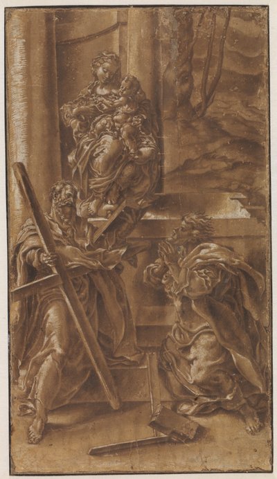 Madonna, çocukla birlikte havari Andrew (solda) ve Aziz Yahuda (sağda) by Lelio Orsi
