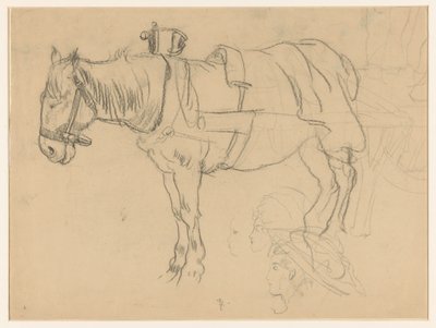 Atlı ve kafa çalışmaları by Leo Gestel (signed by artist)