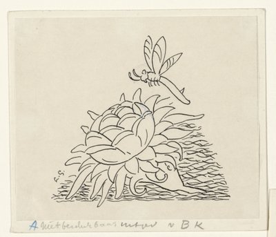 Bir yusufçuk ile çiçek by Leo Gestel (signed by artist)